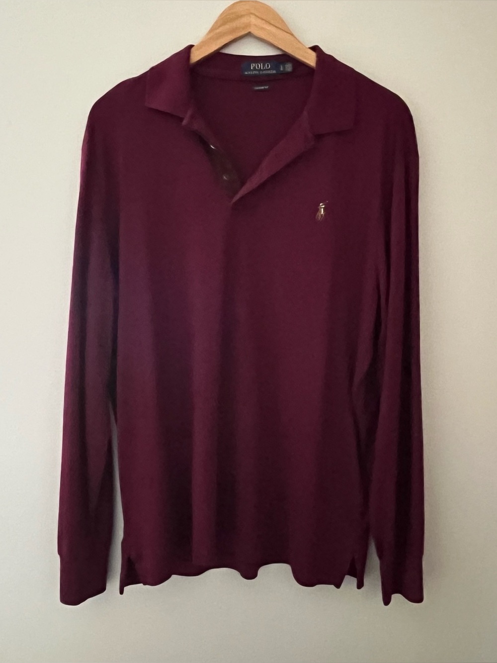 Polo by Ralph Lauren Men's Wine Long-Sleeve Polo Shirt Size L